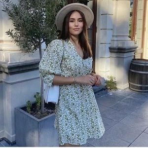 ZARA NEW WOMAN SHORT FLORAL PRINTED DRESS WITH BELT GREEN XXL
